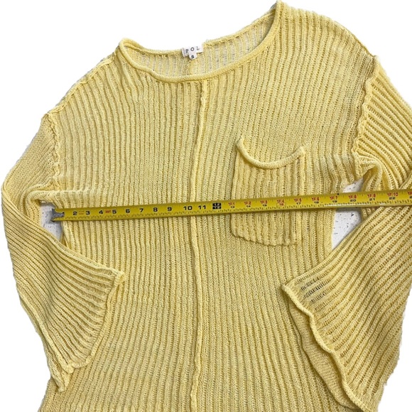 POL Loose Fit See-Through Boat Neck Sweater Women’s S Yellow - Picture 9 of 11